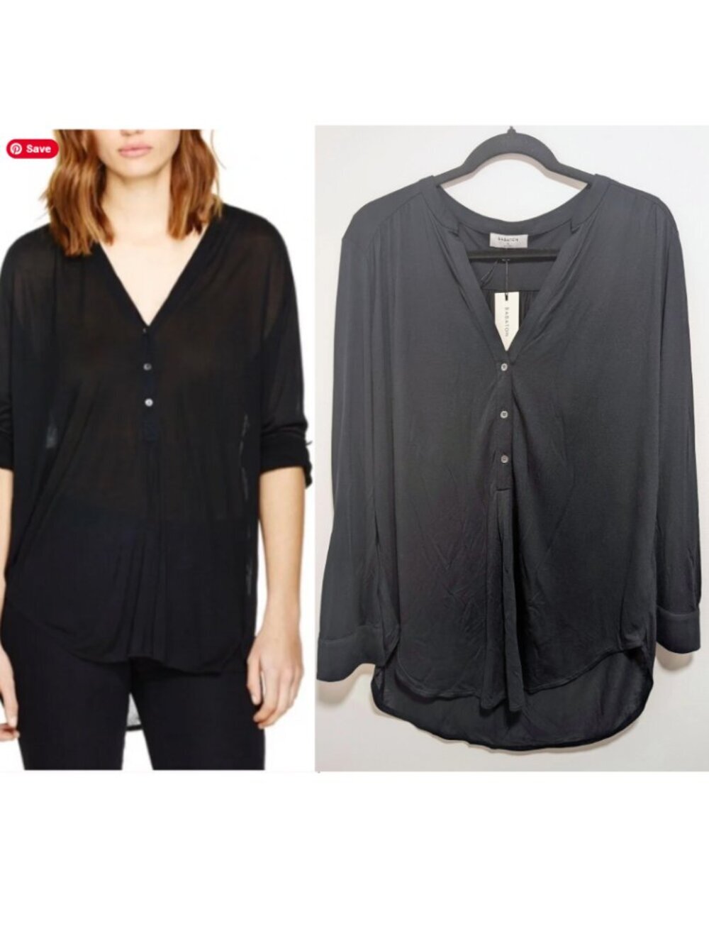 Aritzia Babaton | V-Neck Button Front Blouse In Black